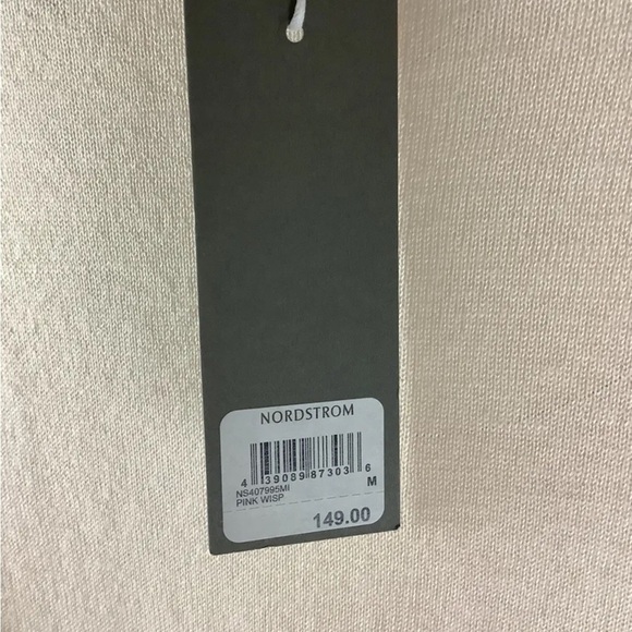 NWT Nordstrom Signature Sz M Cashmere Linen Short Sleeve Sweater In Wisp Pink - Picture 5 of 6